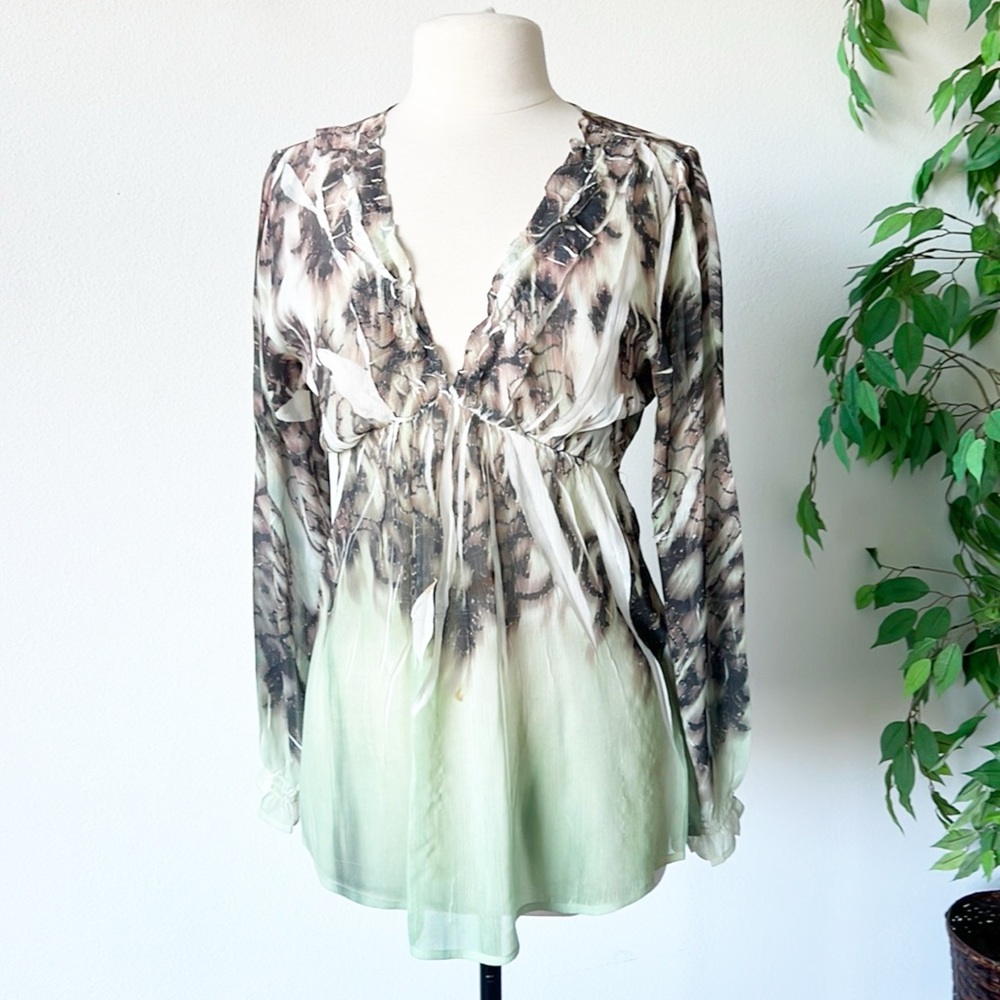 MUSHKA By SIENNA ROSE Women's Large Sheer Watercolor Tunic   Top